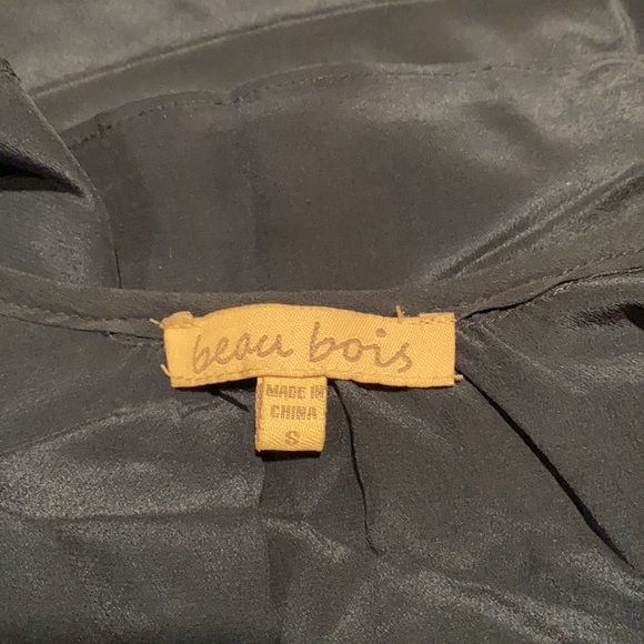 Navy Silk Short Sleeve Blouse - Picture 4 of 6